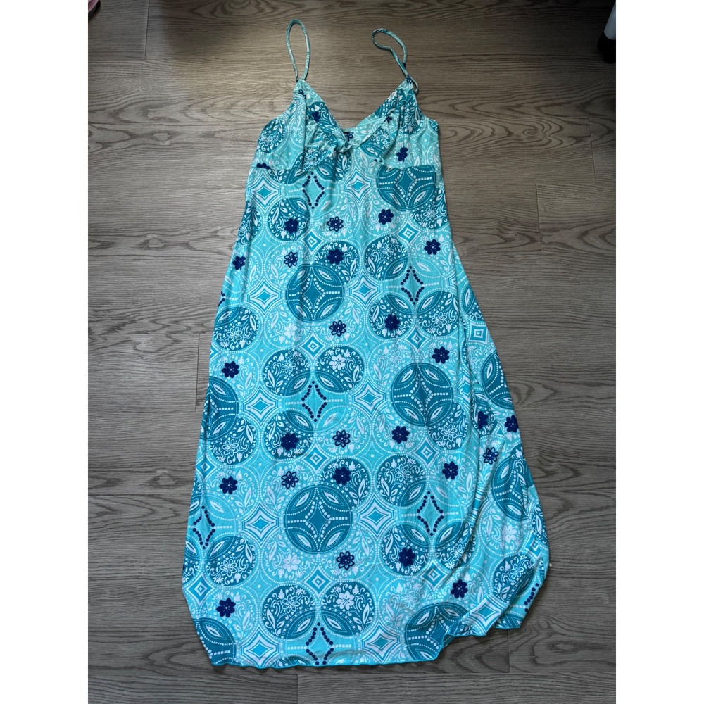 Studio Donatella Teal Blue Medallion Print Sleeveless Nightgown Maxi Dress XL